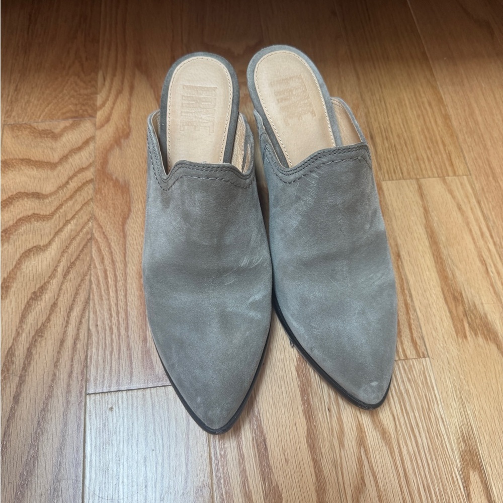 FRYE grey mules